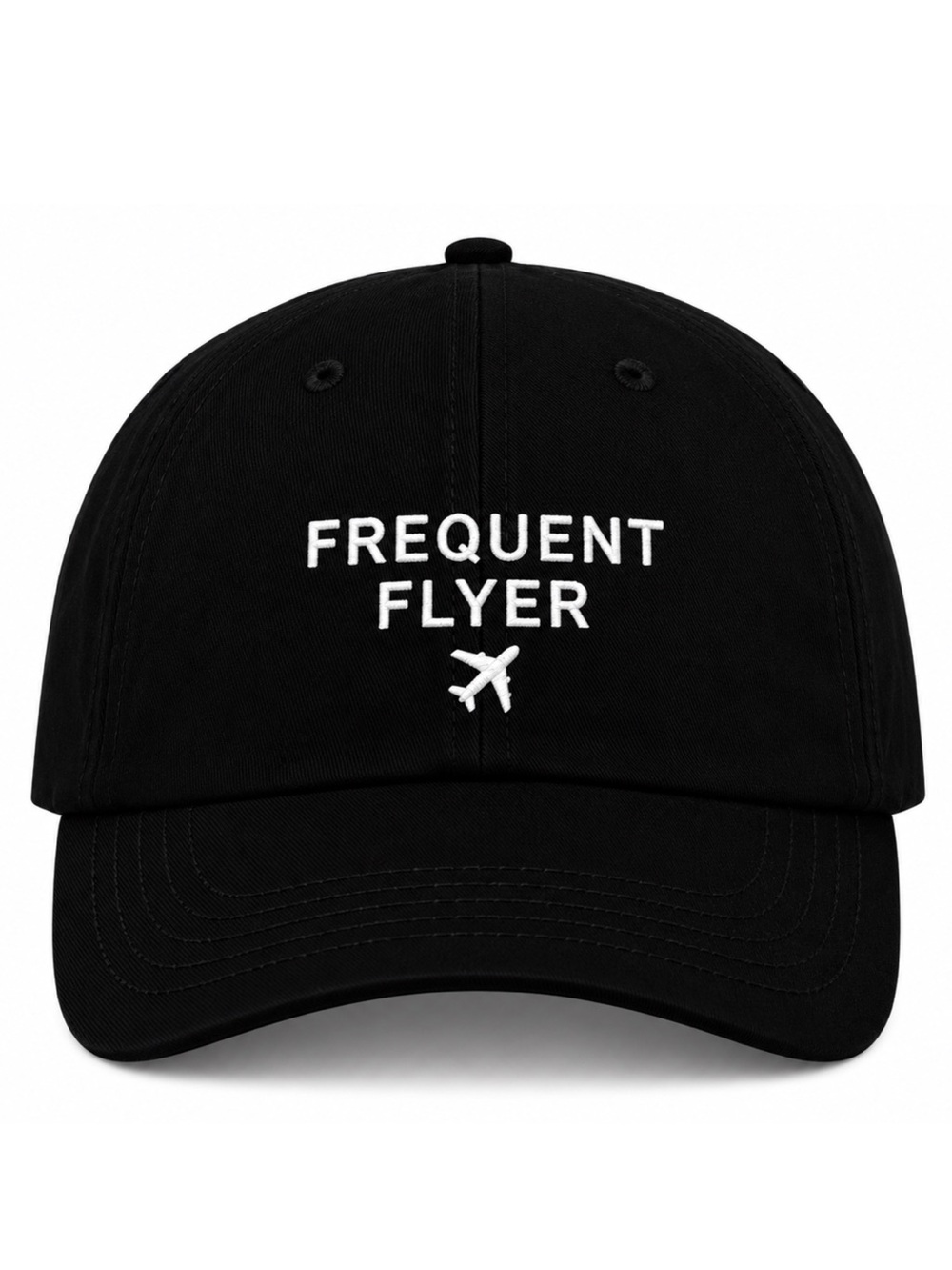 ✈️ Frequent Flyer Embroidered Black Baseball Cap Travel Airport Adjustable Hat